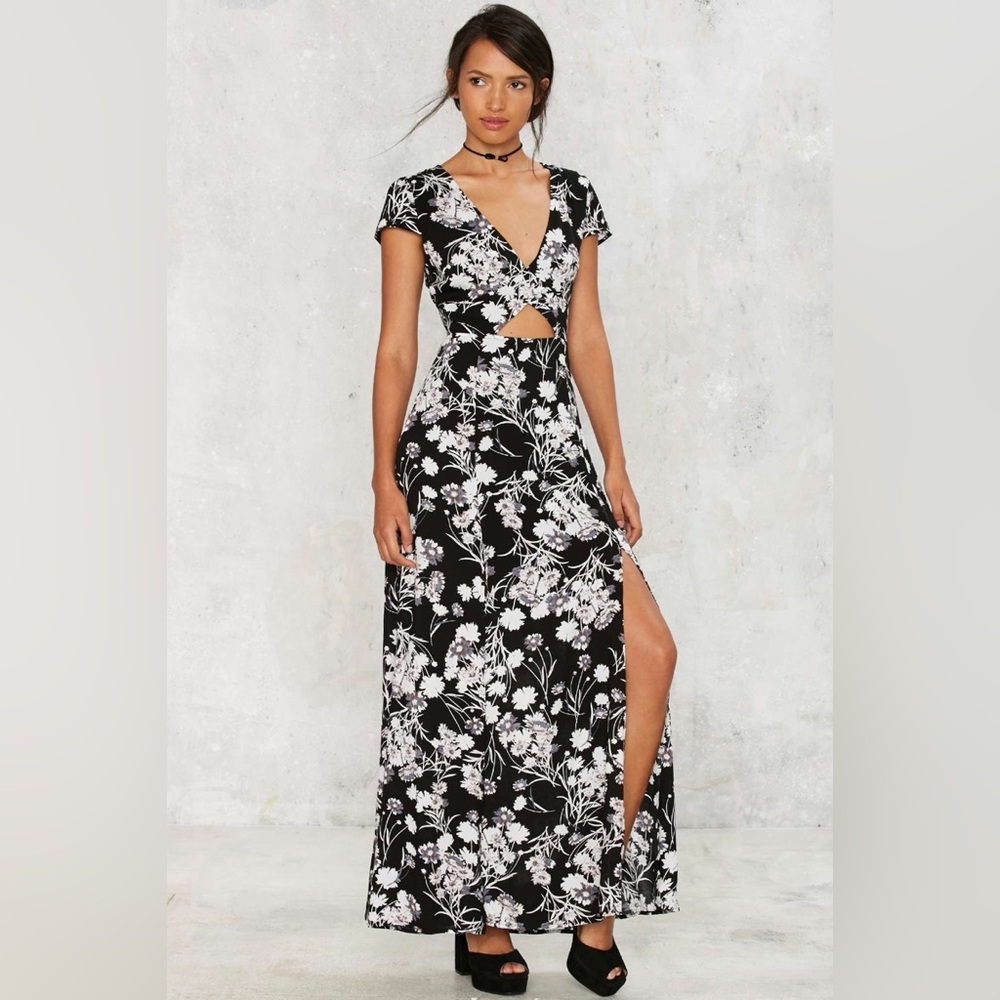 Love + Harmony - Black Floral Cutout Maxi Dress